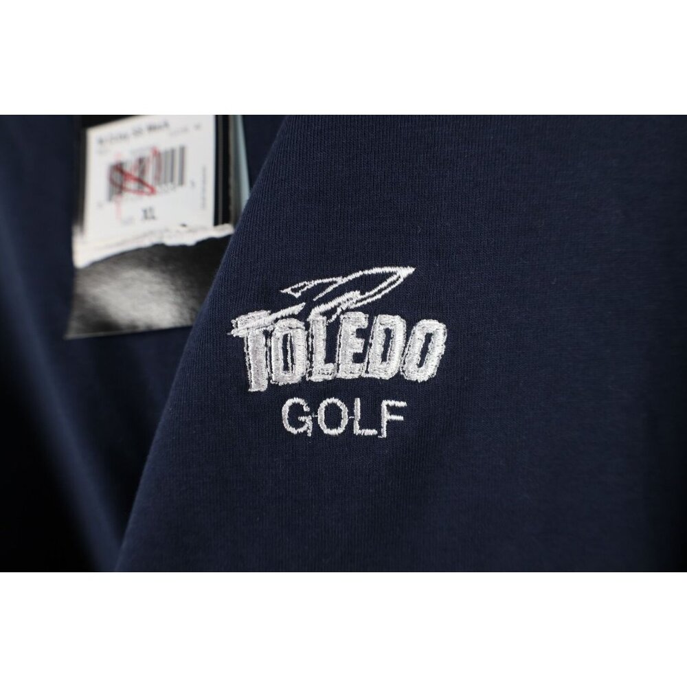 New Adidas Mens XL Team Issued University of Toledo Golf Mock Neck T-Shirt Blue - Picture 5 of 13